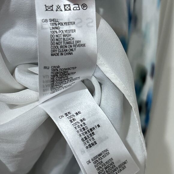 Reiss Dress Blue Green Abstract Print Fit Flare Pockets Size 2 NEW - Picture 10 of 15